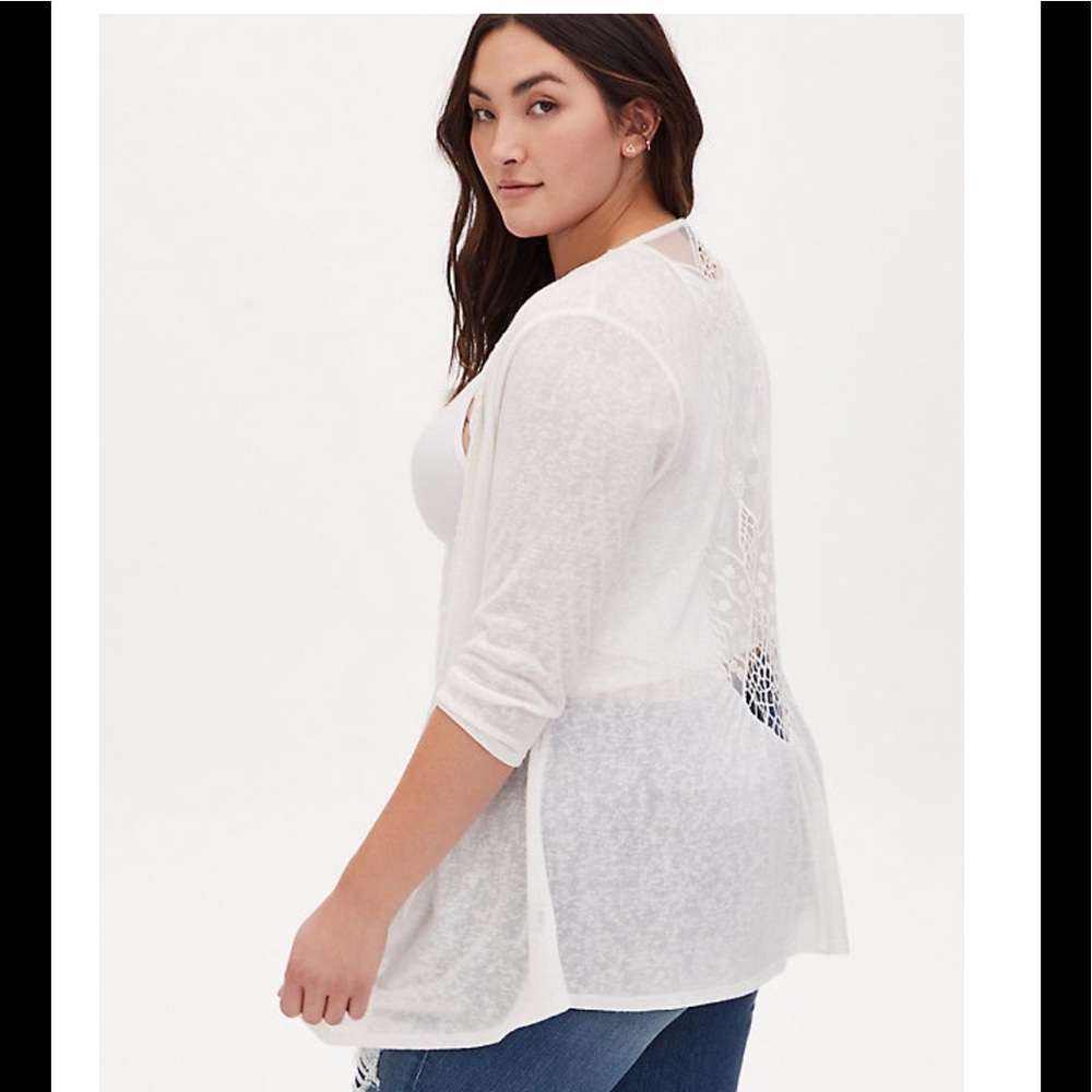 White knit lace cardigan- Torrid